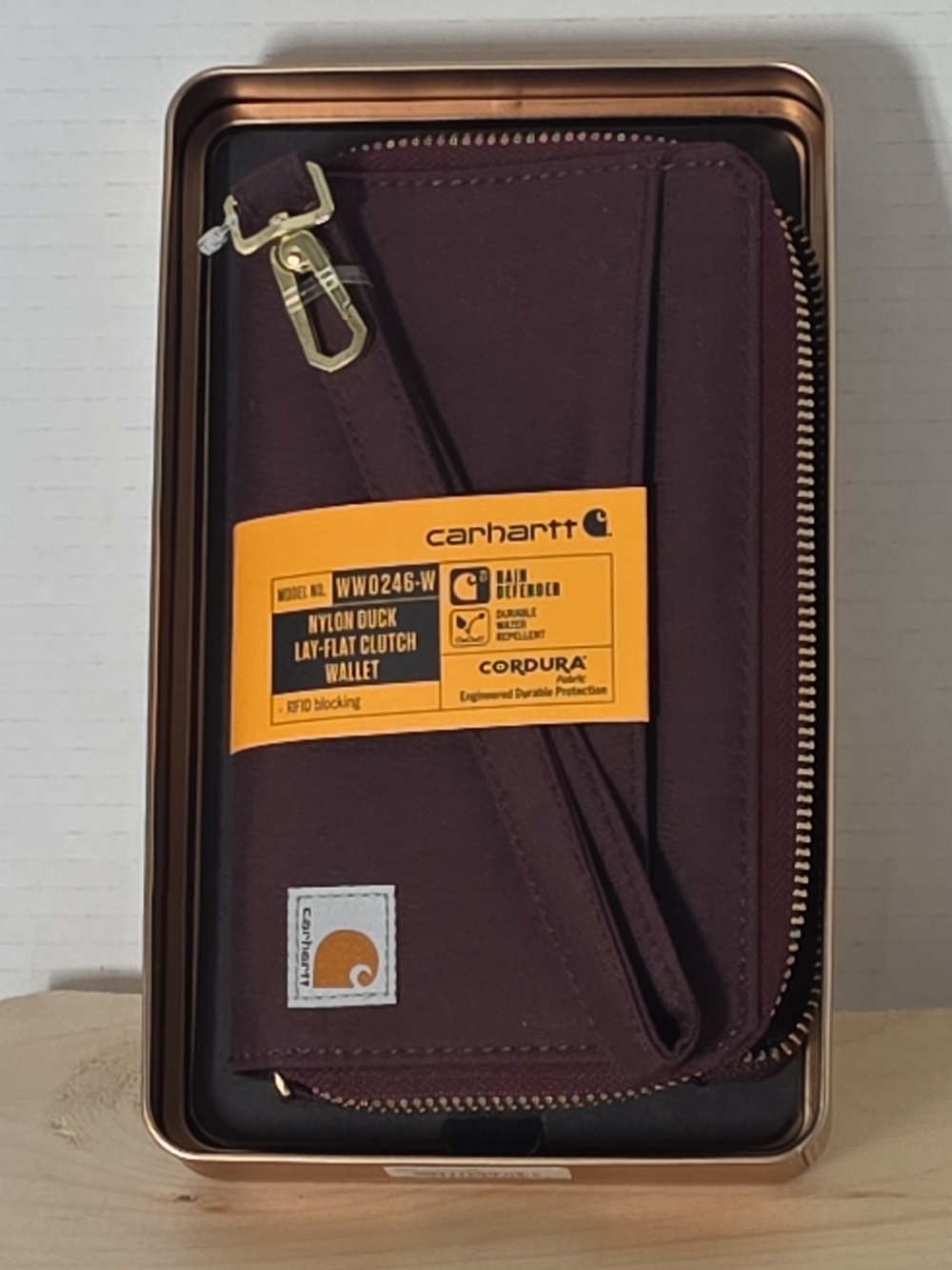Carhartt Burgundy Nylon Duck Zip Wristlet Wallet